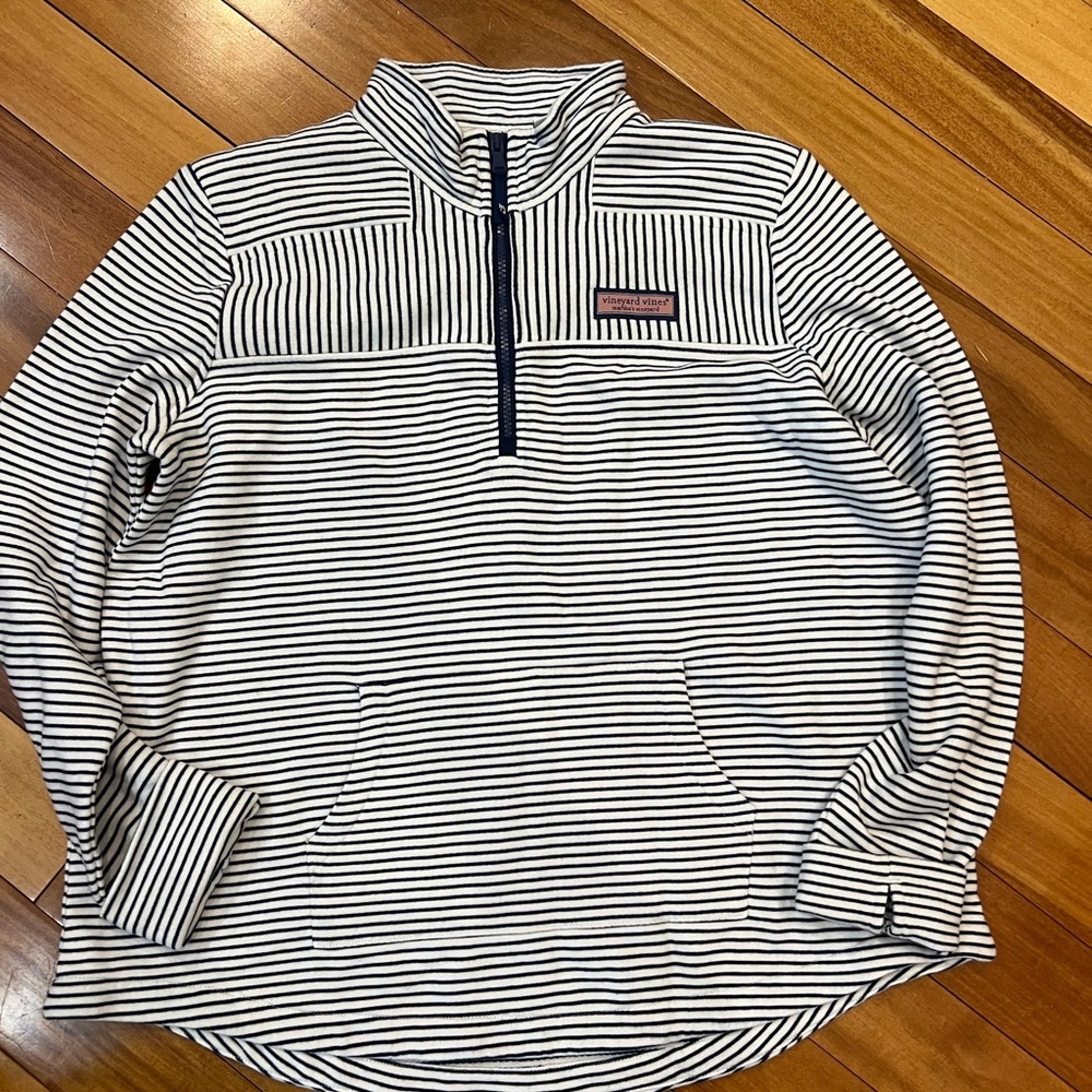 Vineyard Vines Navy and White Striped Pullover (quarter zip)